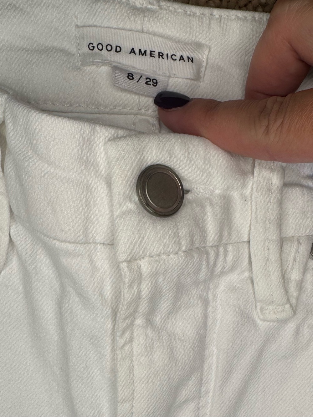 Good American Woman Jean 8/29 Raw Hem GNIC046T White Distressed Preppy Designer - Picture 8 of 10